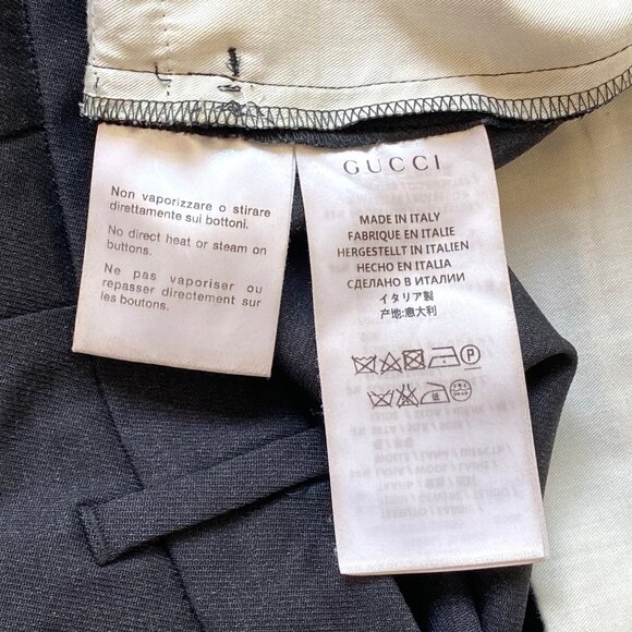 Gucci Mens Wool Silk Dress Pants Size 46 IT Flat Front Dark Gray Made in Italy - Picture 9 of 14